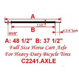 Full Size Horse Cart Axle With 5/8" Axle, 5" Hub